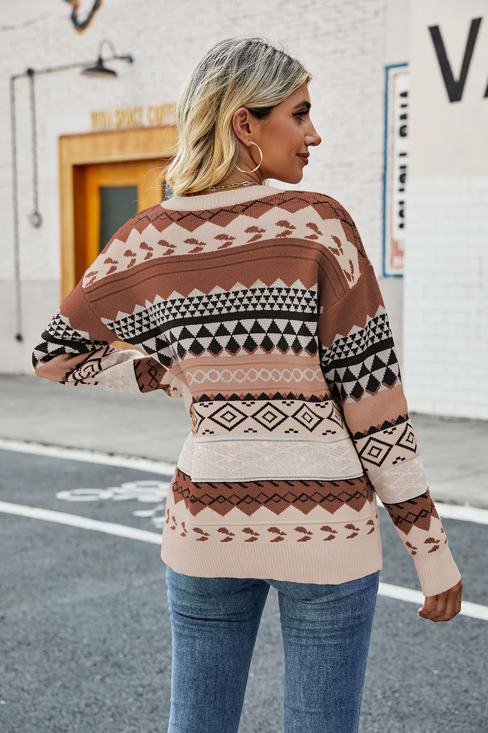 Round Neck Drop Shoulder Sweater - Image 9
