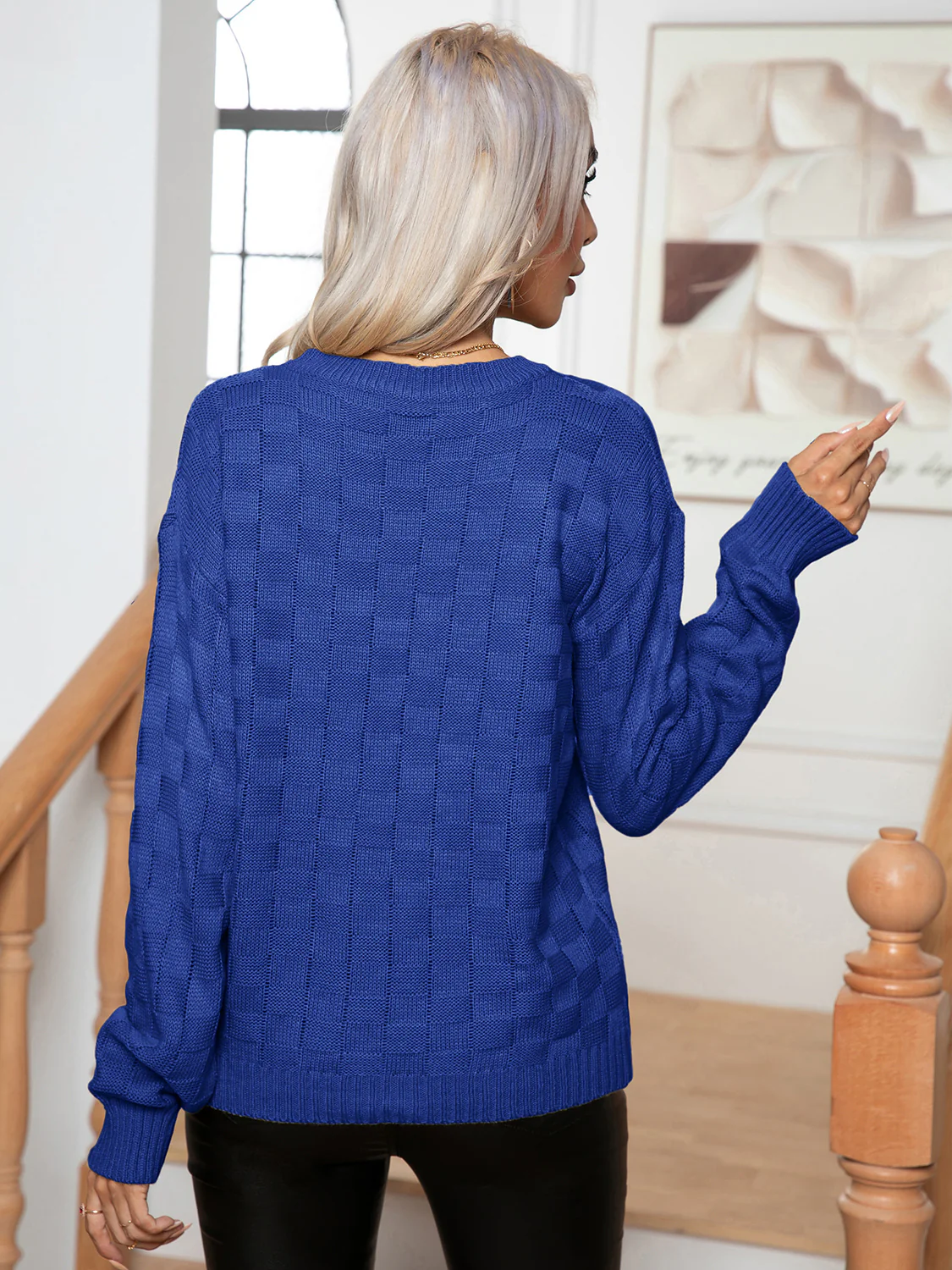 Round Neck Drop Shoulder Sweater - Image 2