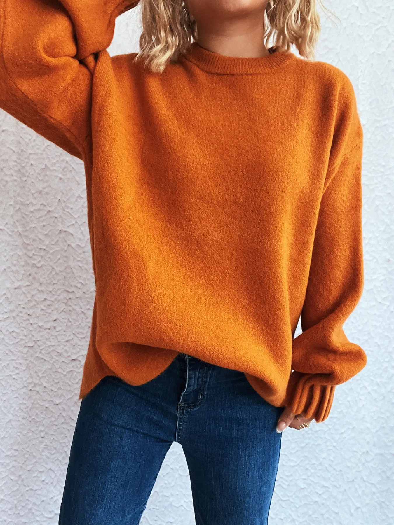 Round Neck Dropped Shoulder Sweater - Image 12