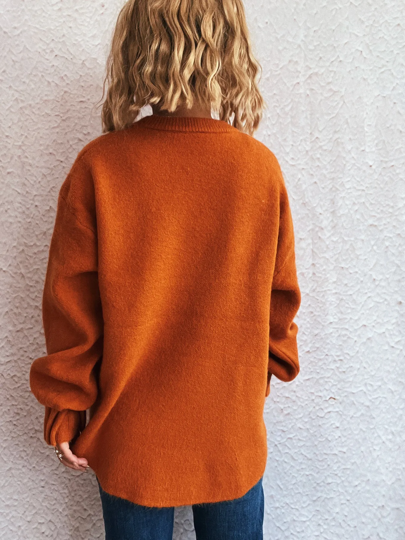 Round Neck Dropped Shoulder Sweater - Image 14