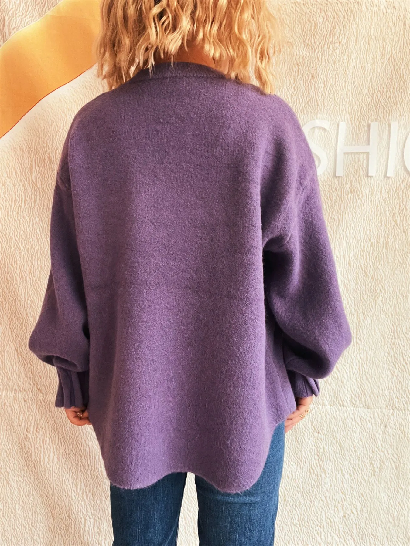 Round Neck Dropped Shoulder Sweater - Image 18