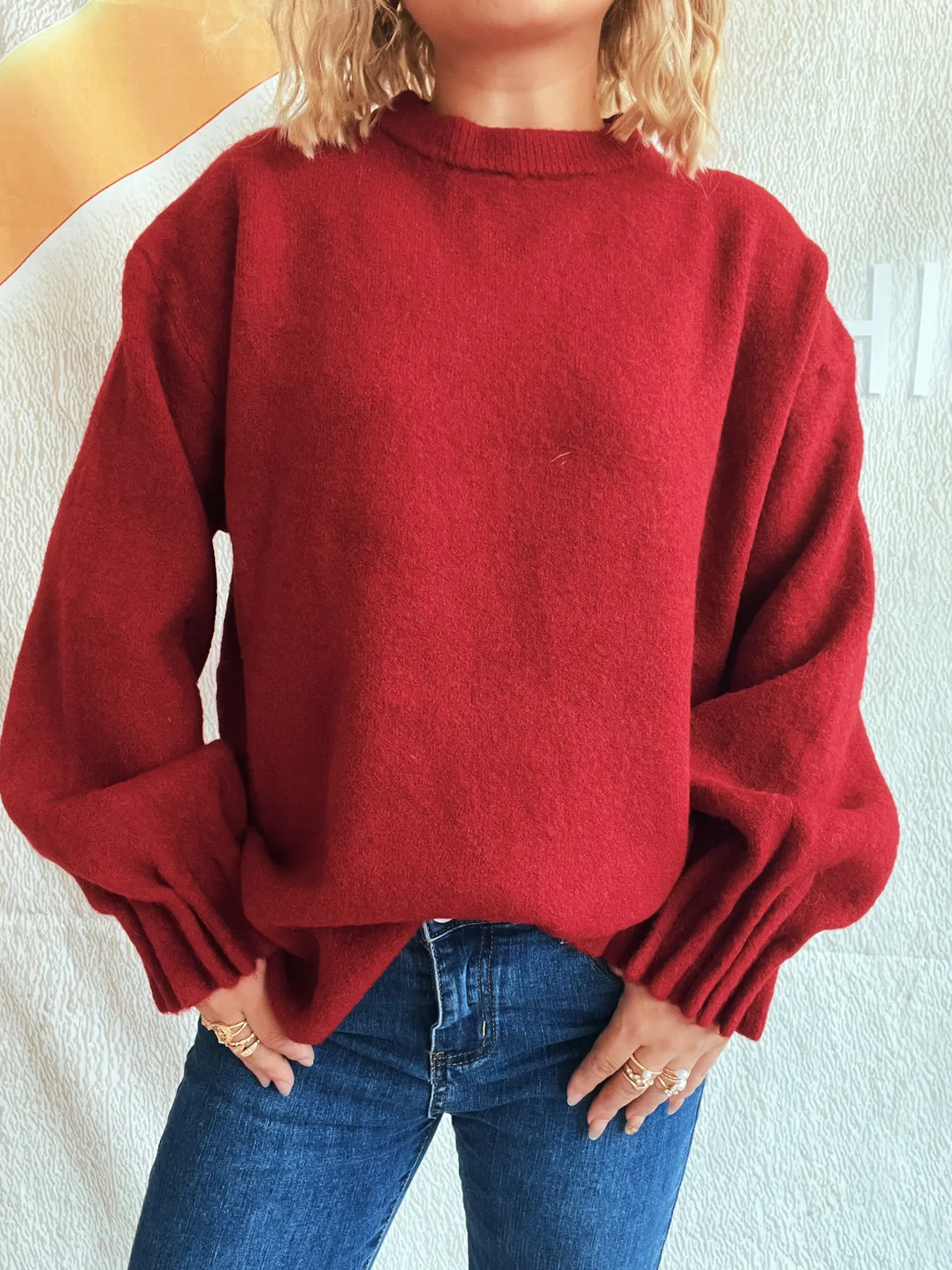 Round Neck Dropped Shoulder Sweater - Image 22