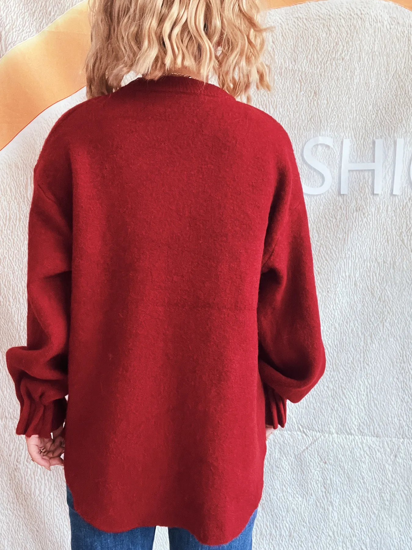 Round Neck Dropped Shoulder Sweater - Image 23