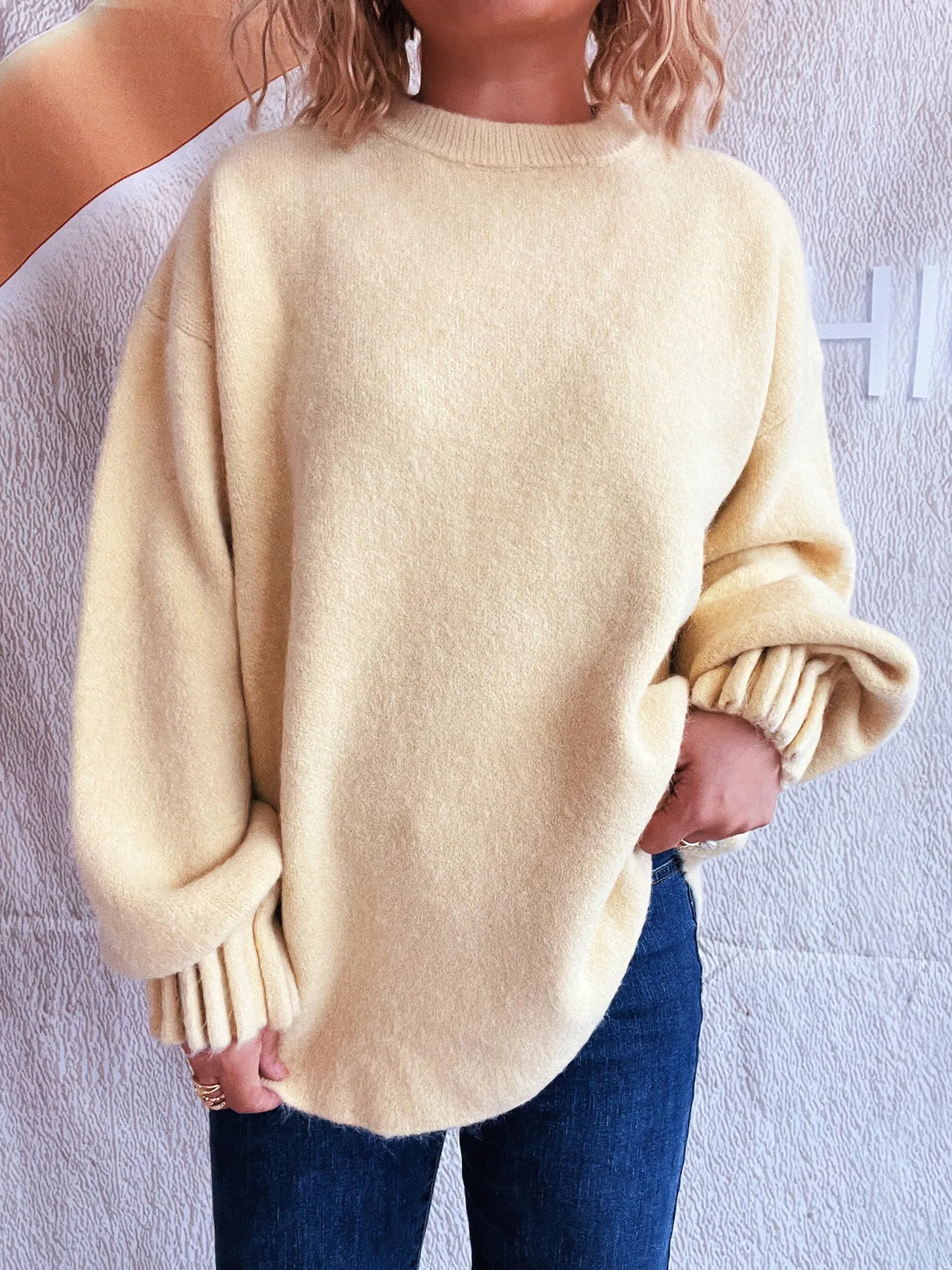 Round Neck Dropped Shoulder Sweater - Image 24