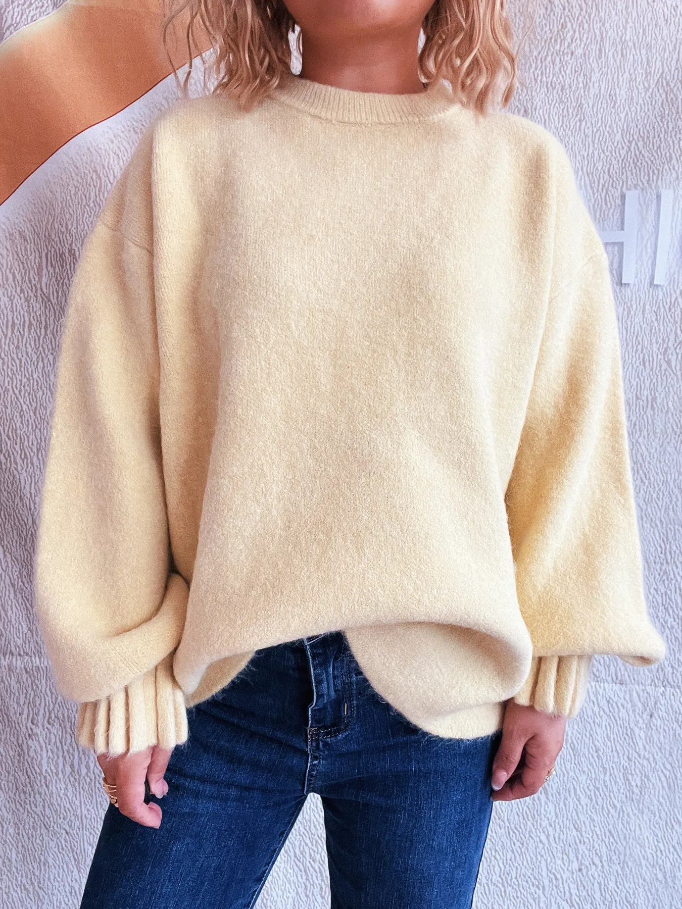 Round Neck Dropped Shoulder Sweater - Image 26