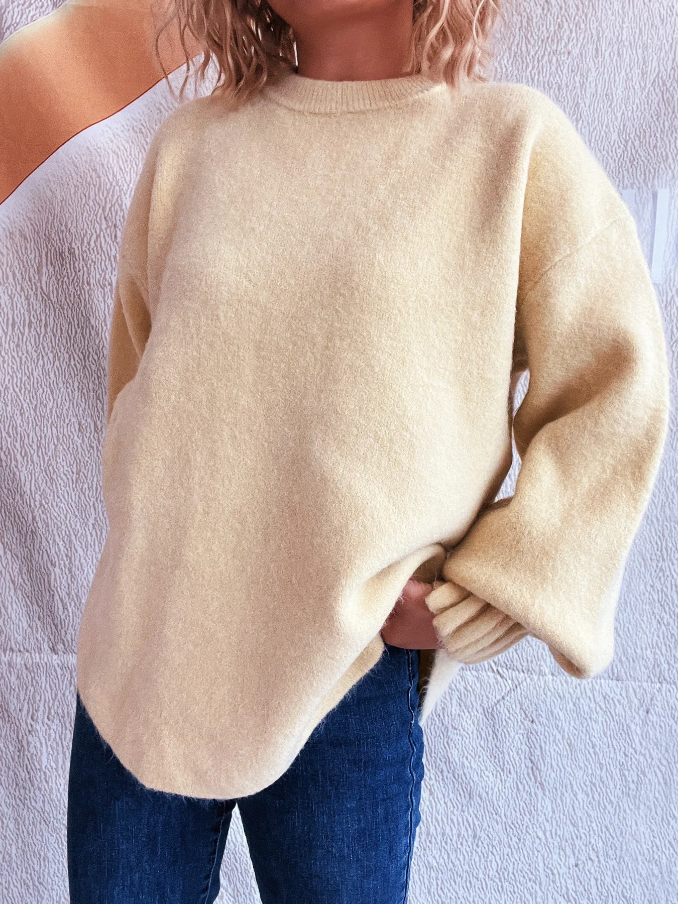 Round Neck Dropped Shoulder Sweater - Image 28