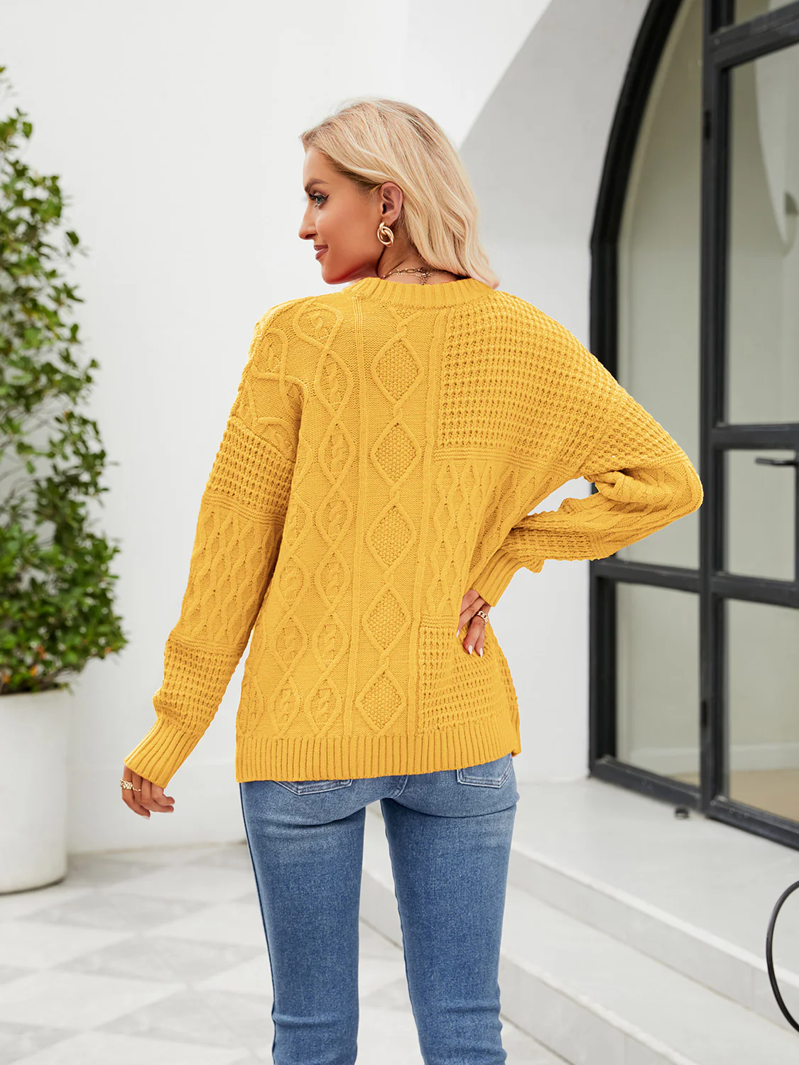 Round Neck Dropped Shoulder Sweater - Image 12