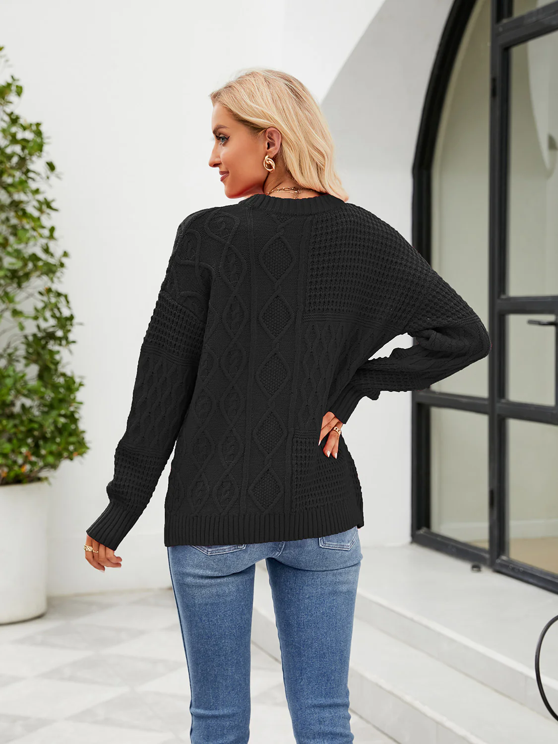 Round Neck Dropped Shoulder Sweater - Image 8