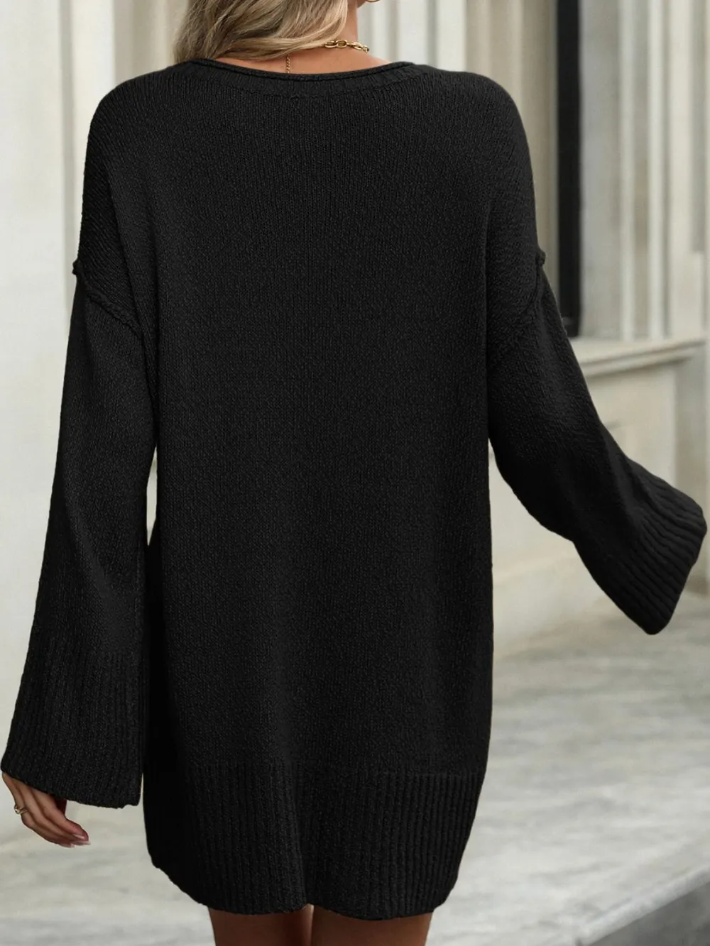 Round Neck Dropped Shoulder Sweater - Image 11