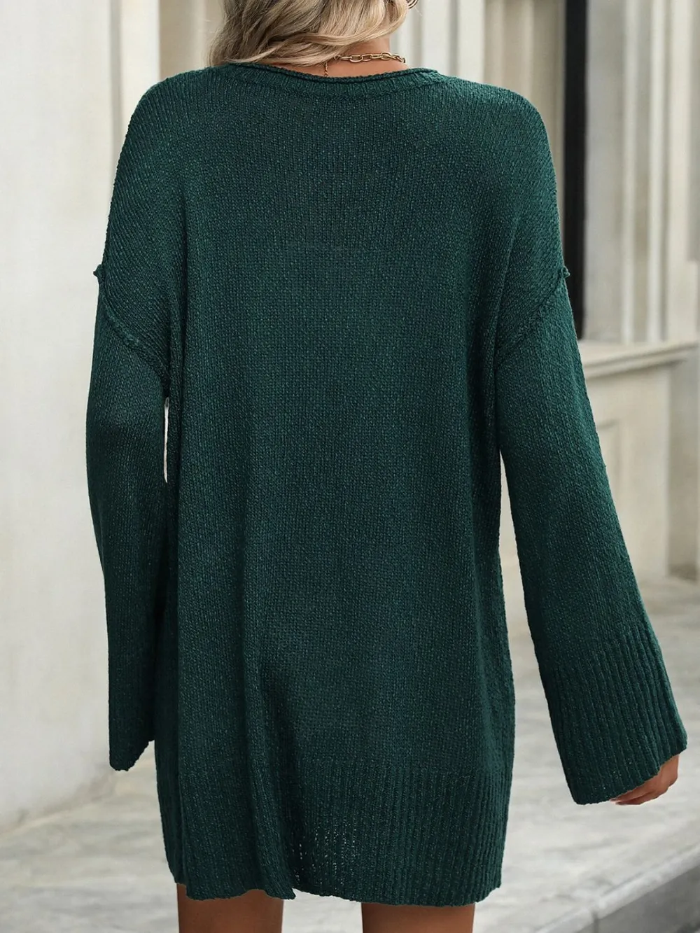 Round Neck Dropped Shoulder Sweater - Image 8