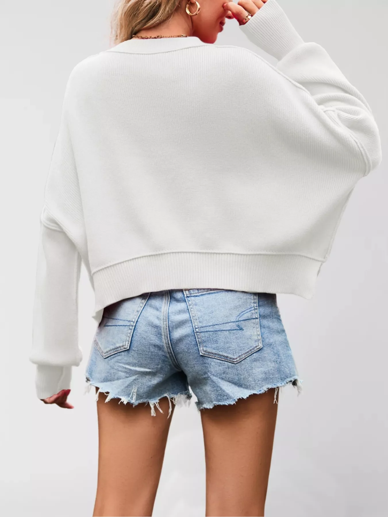 Round Neck Dropped Shoulder Sweater - Image 12