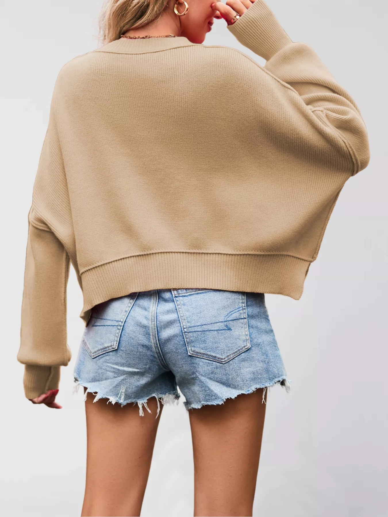 Round Neck Dropped Shoulder Sweater - Image 15
