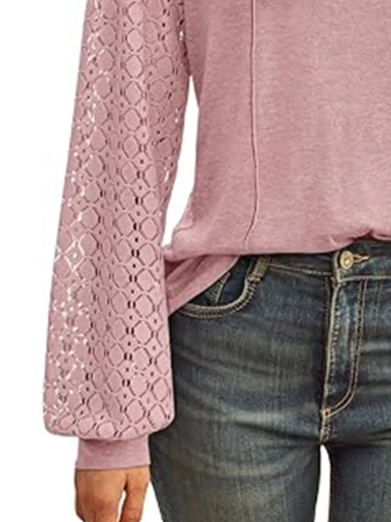 Round Neck Lace Sleeve Blouse - Image 11