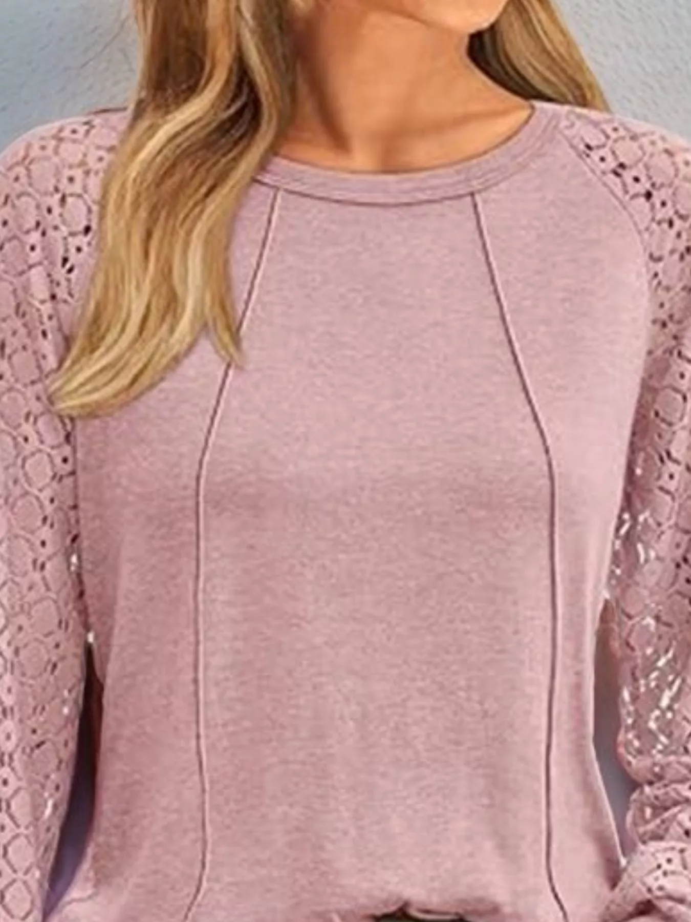 Round Neck Lace Sleeve Blouse - Image 12