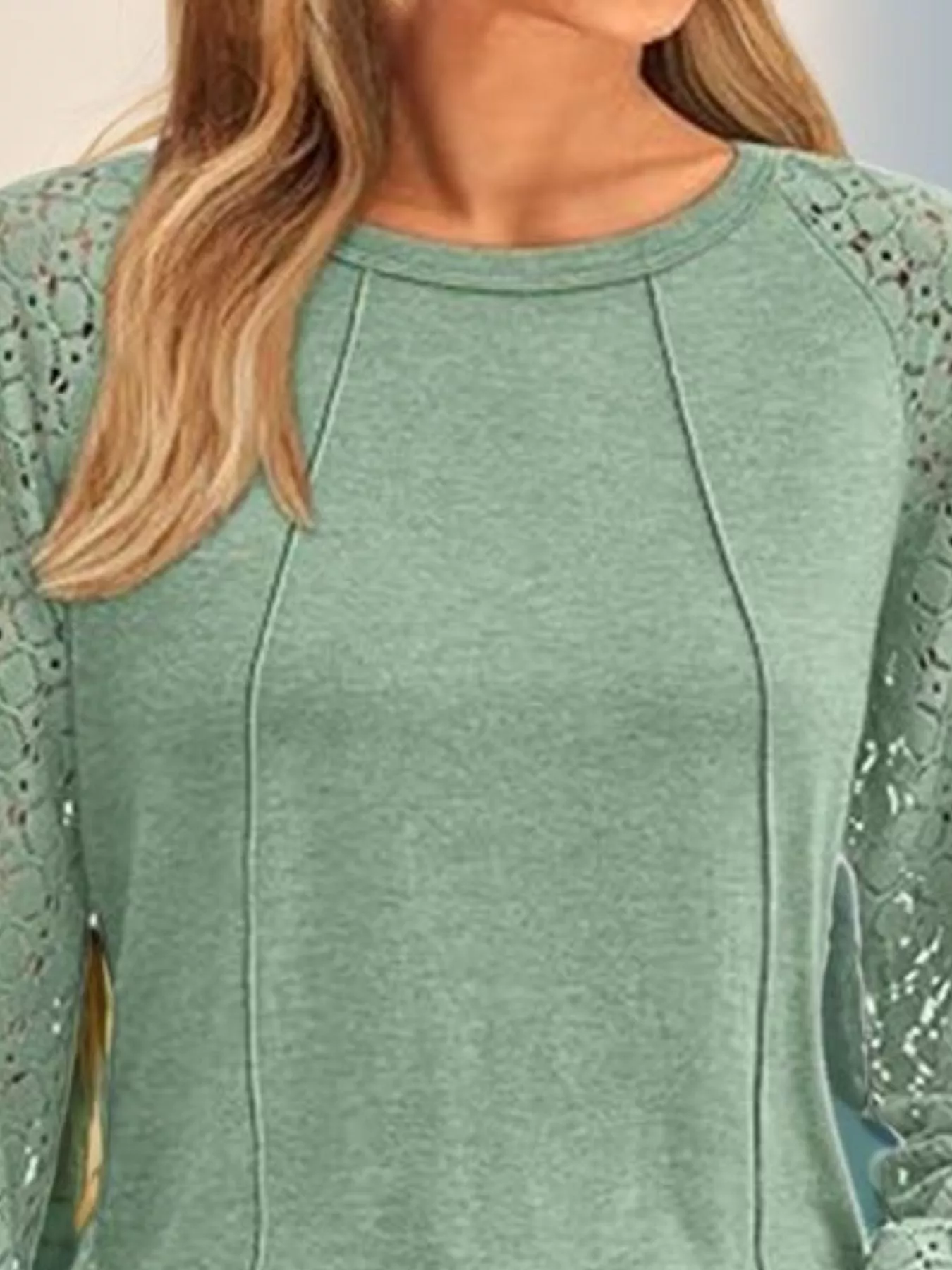 Round Neck Lace Sleeve Blouse - Image 15