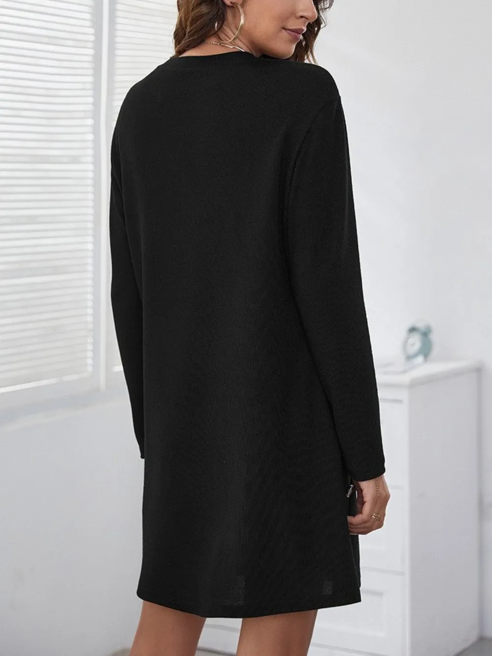 Round Neck Long Sleeve Mini Dress - Image 9
