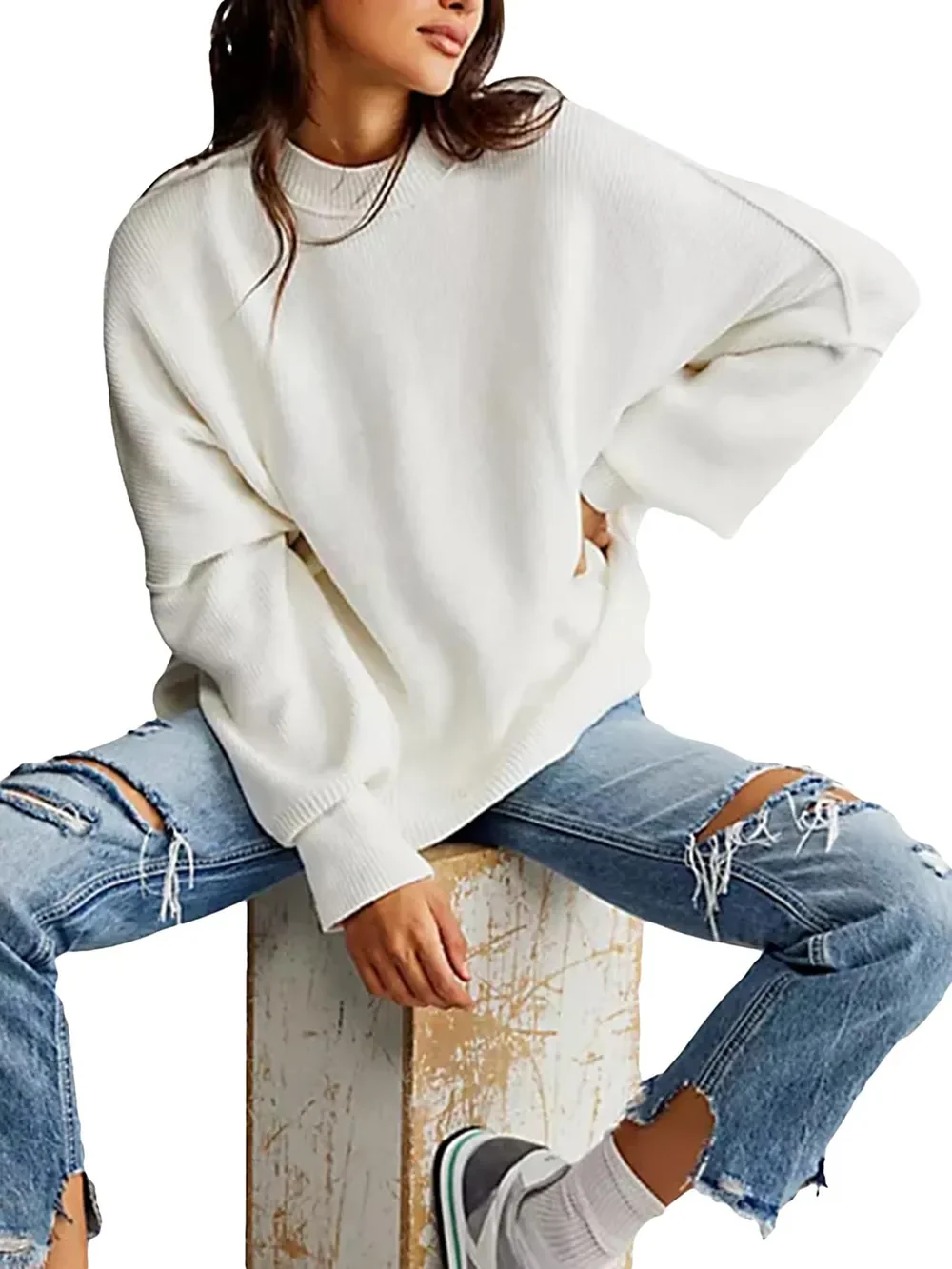 Round Neck Long Sleeve Sweater - Image 15