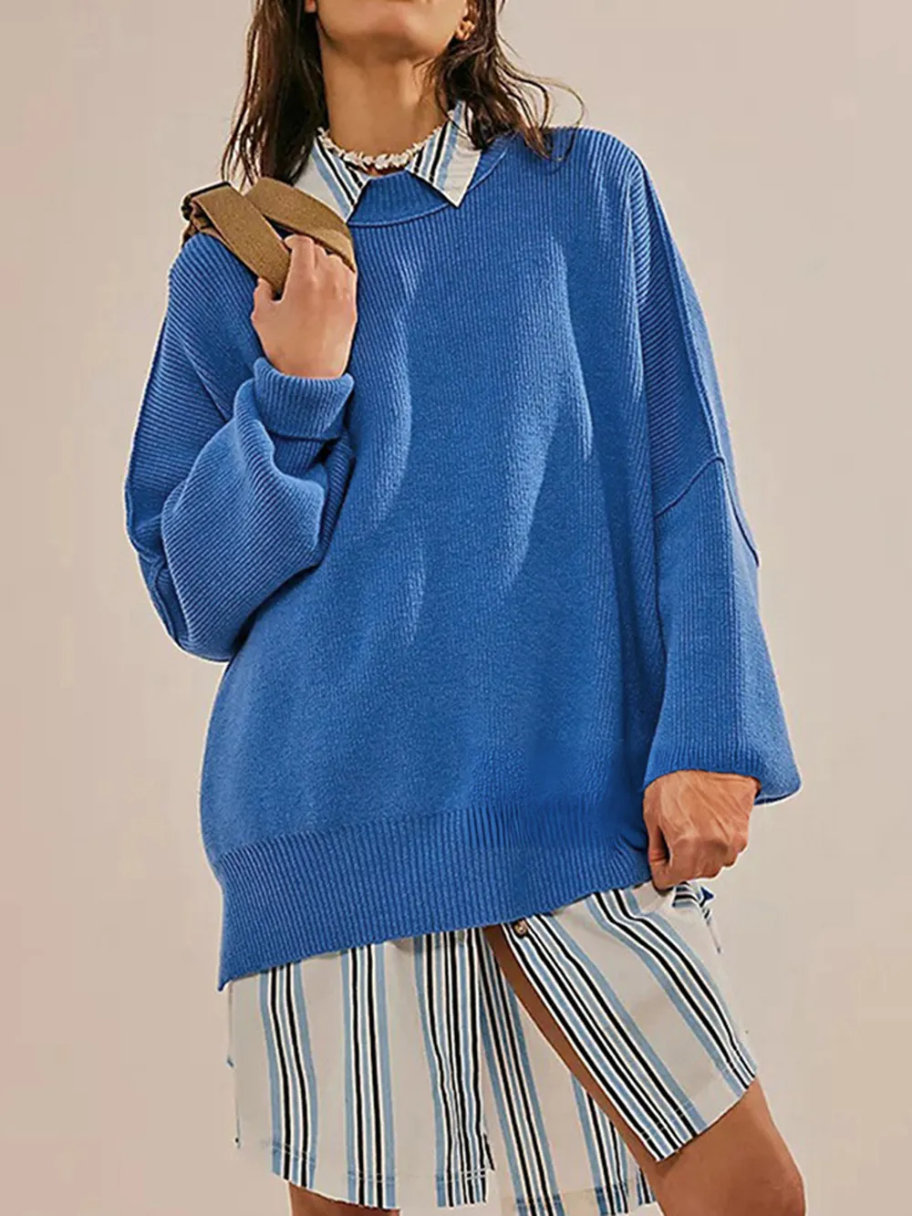 Round Neck Long Sleeve Sweater - Image 26