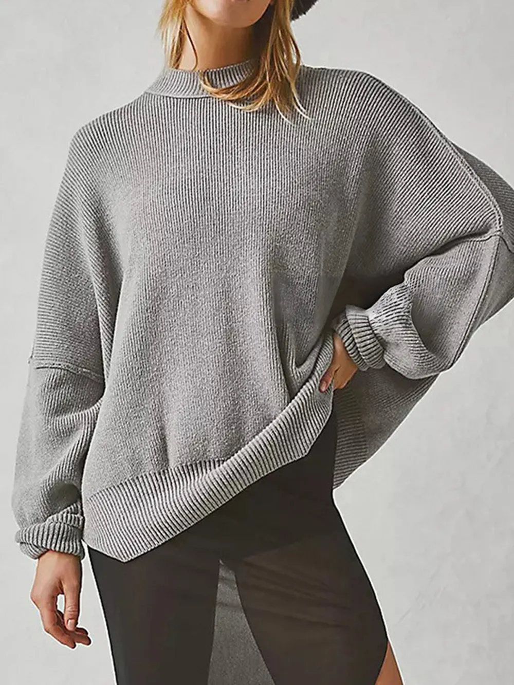 Round Neck Long Sleeve Sweater - Image 30