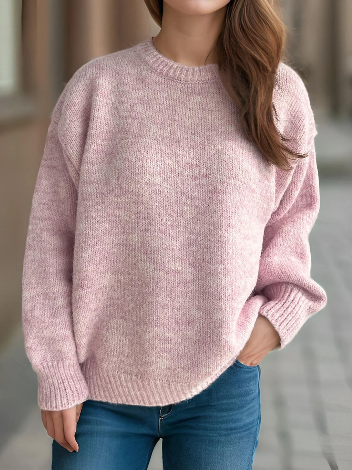 Round Neck Long Sleeve Sweater - Image 6