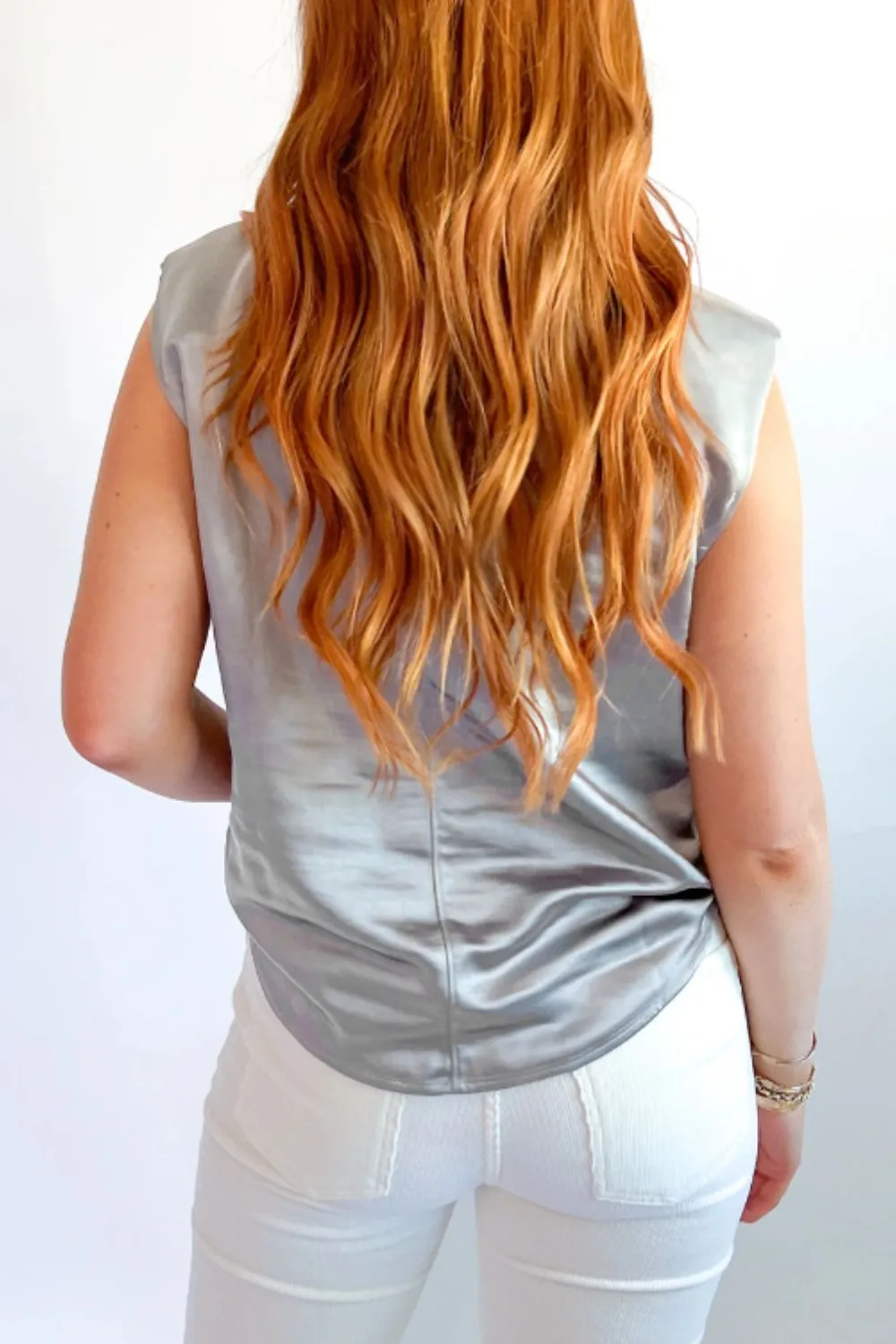 Round Neck Satin Tank Top - Image 2