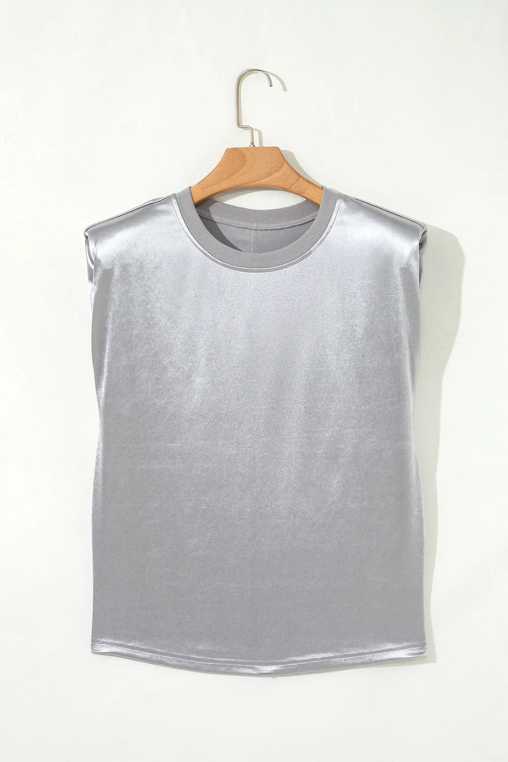Round Neck Satin Tank Top - Image 3
