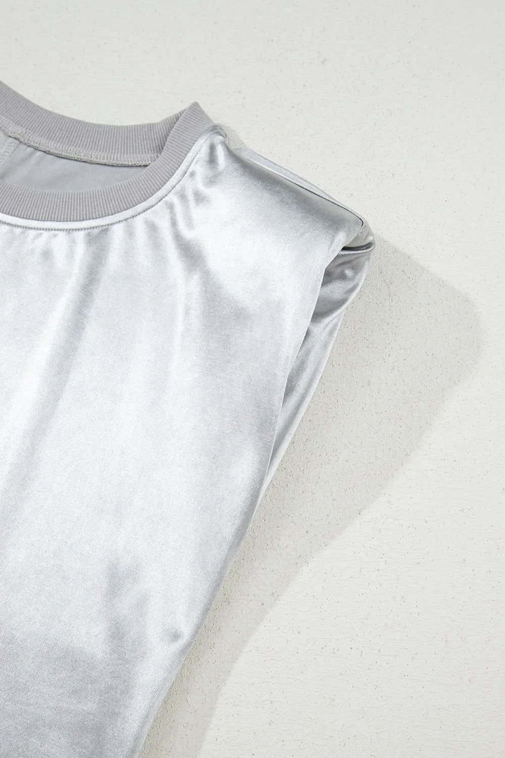 Round Neck Satin Tank Top - Image 7