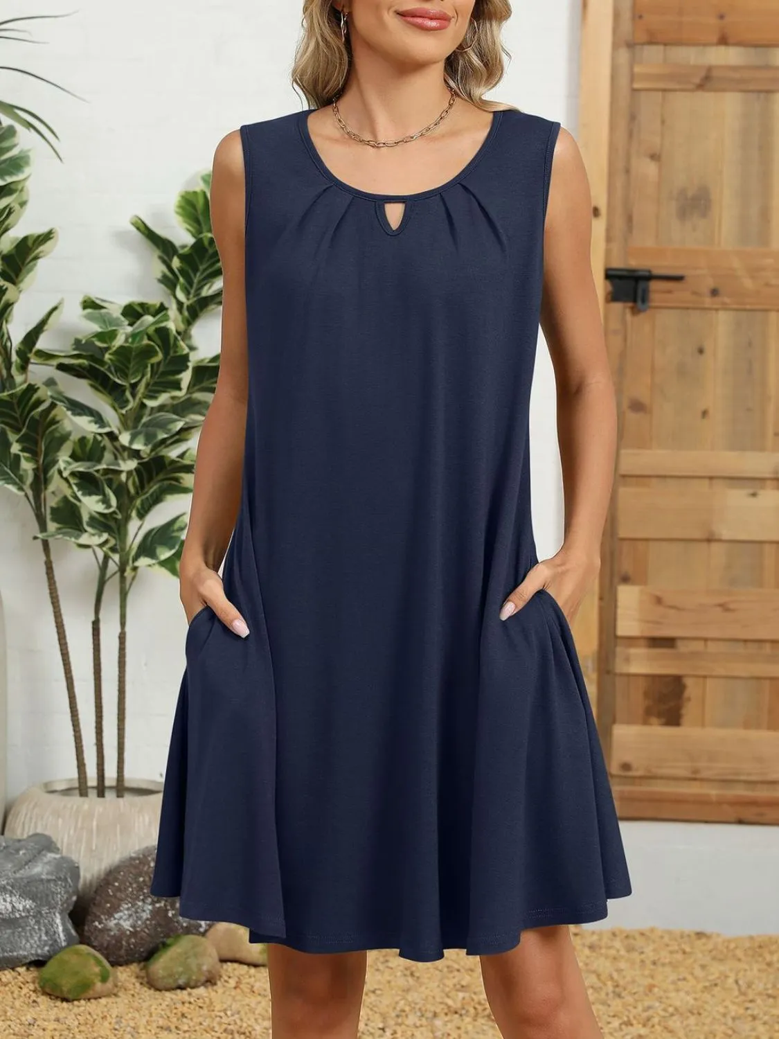 Round Neck Sleeveless Dress - Image 25