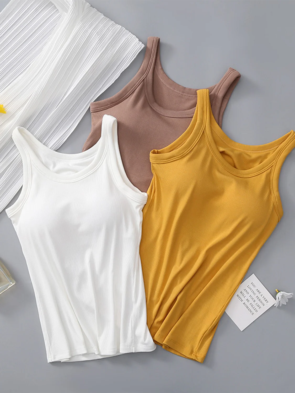 Round Neck Tank with Bra - Image 25