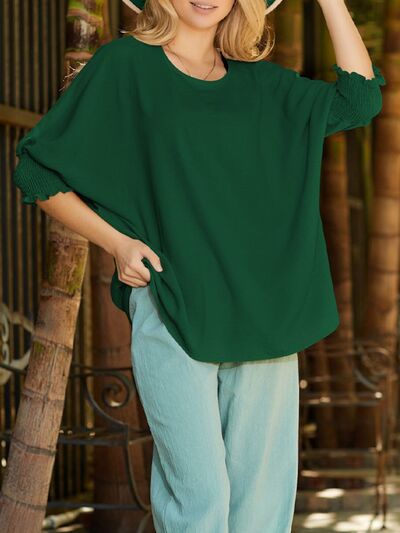 Round Neck Three-Quarter Sleeve Blouse - Image 10