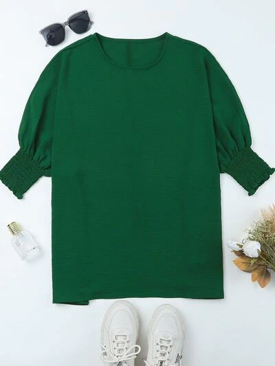 Round Neck Three-Quarter Sleeve Blouse - Image 11
