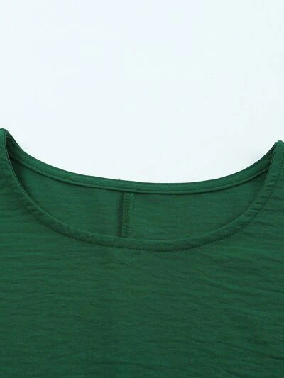 Round Neck Three-Quarter Sleeve Blouse - Image 12