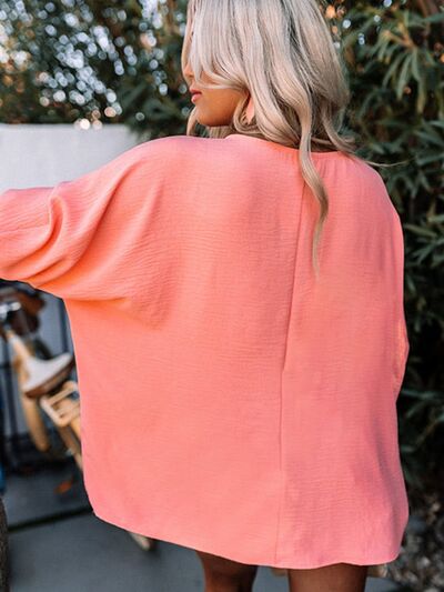 Round Neck Three-Quarter Sleeve Blouse - Image 15