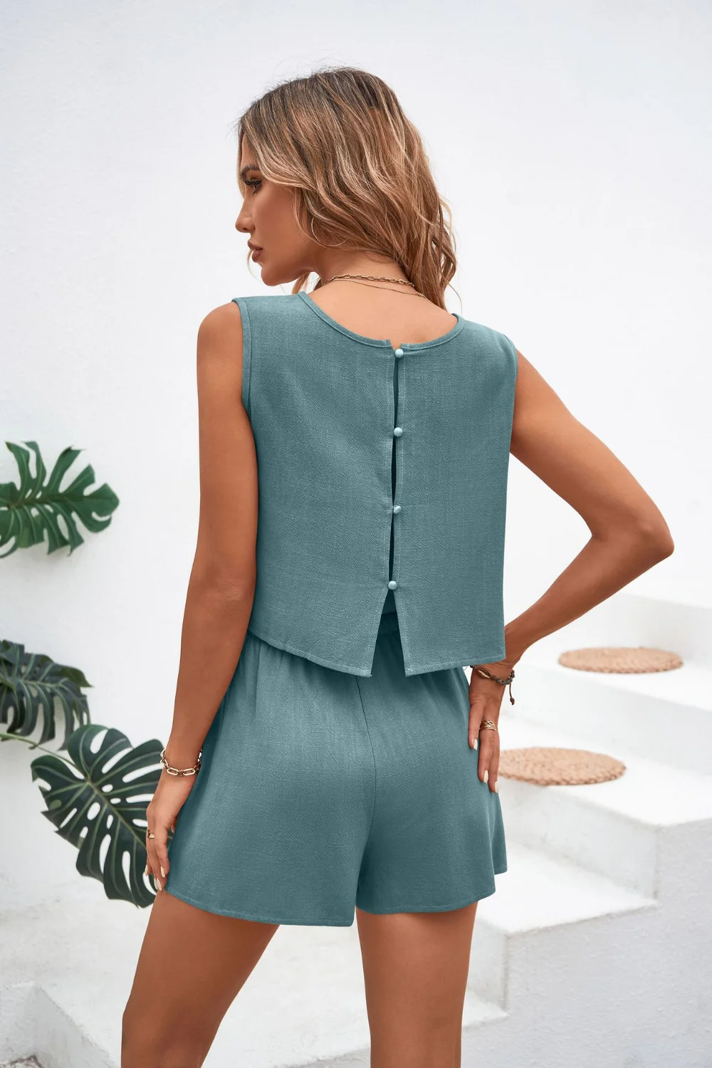 Round Neck Top and Drawstring Shorts Set - Image 13
