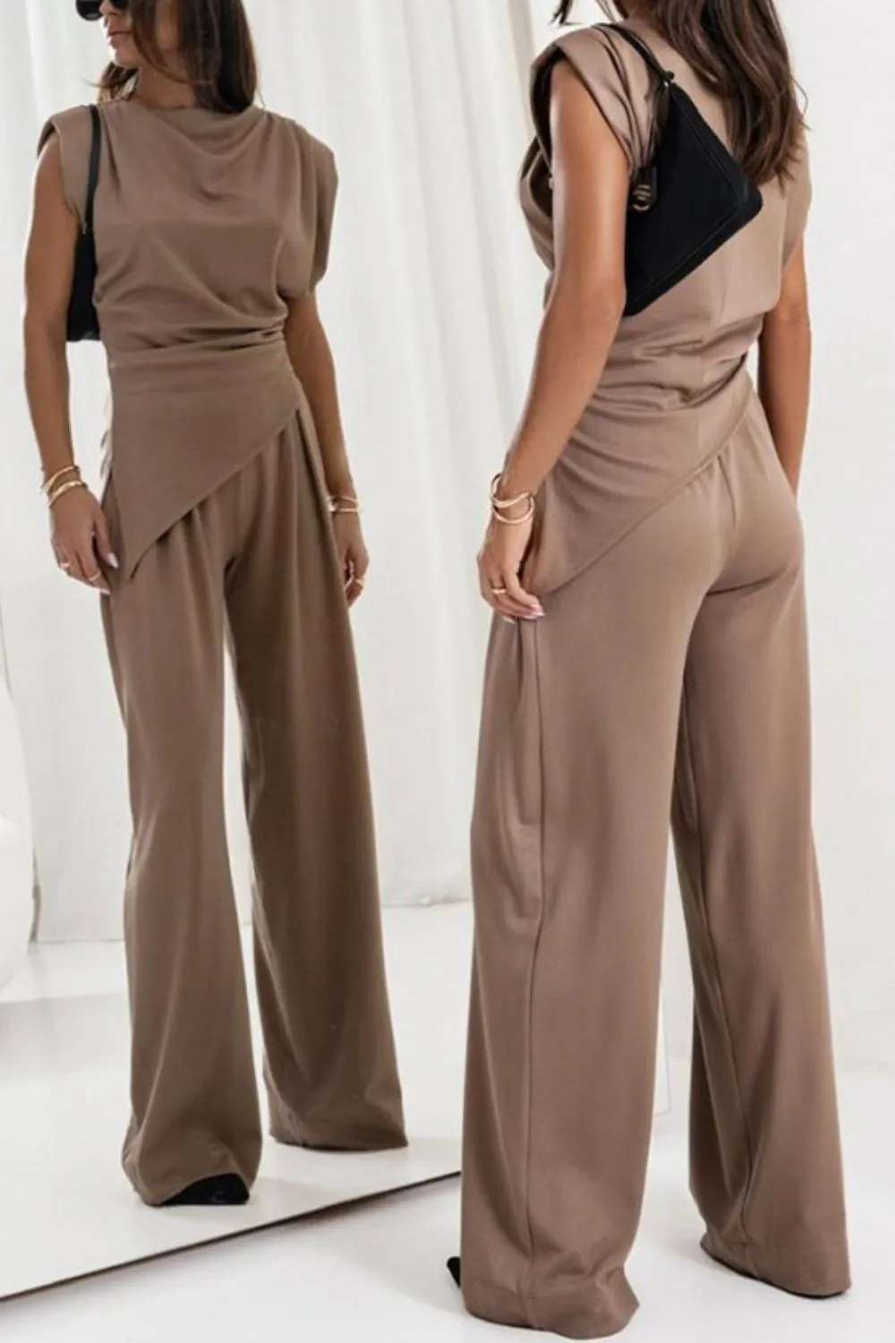 Round Neck Top and Pants Set - Image 5