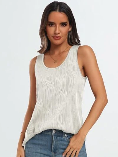 Round Neck Wide Strap Tank - Image 16