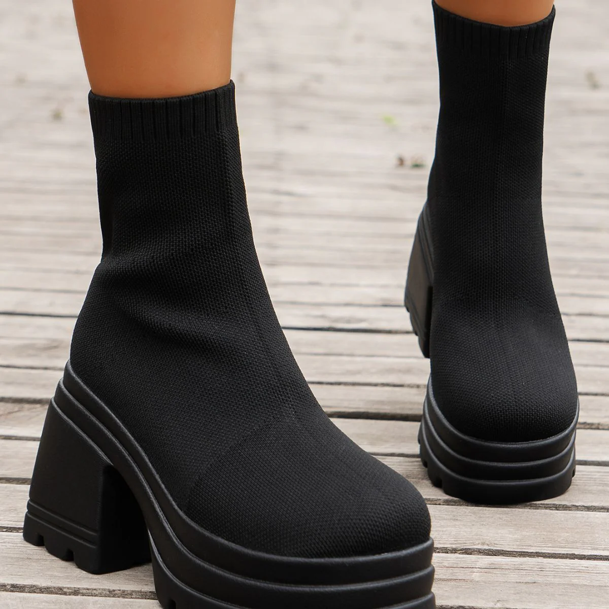 Round Toe Block Heel Boots - Image 5