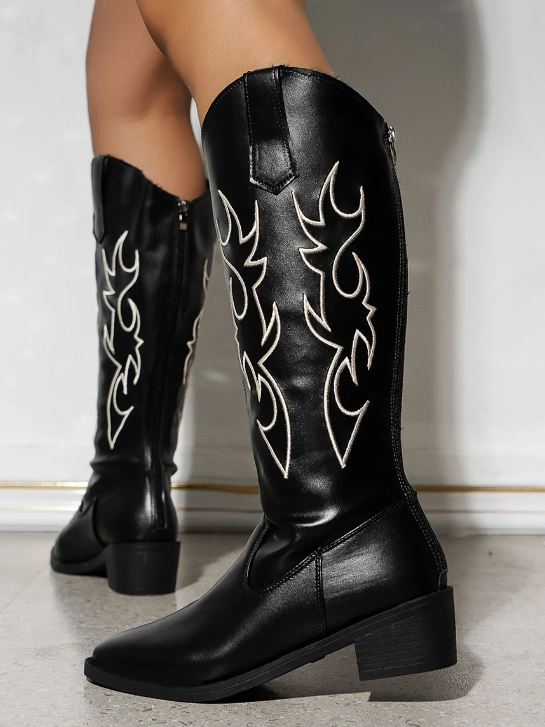 Round Toe Block Heels Boots