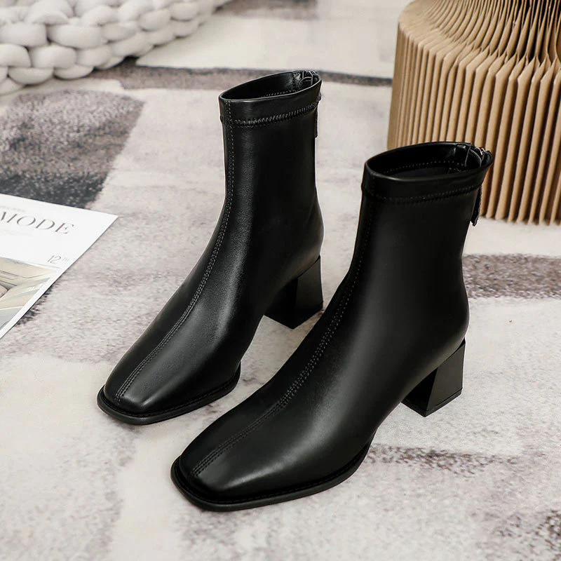 Round Toe Block Heels Boots - Image 11