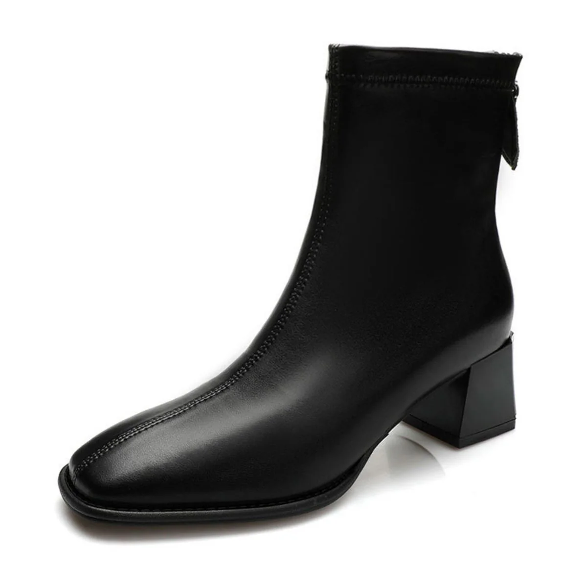 Round Toe Block Heels Boots - Image 4