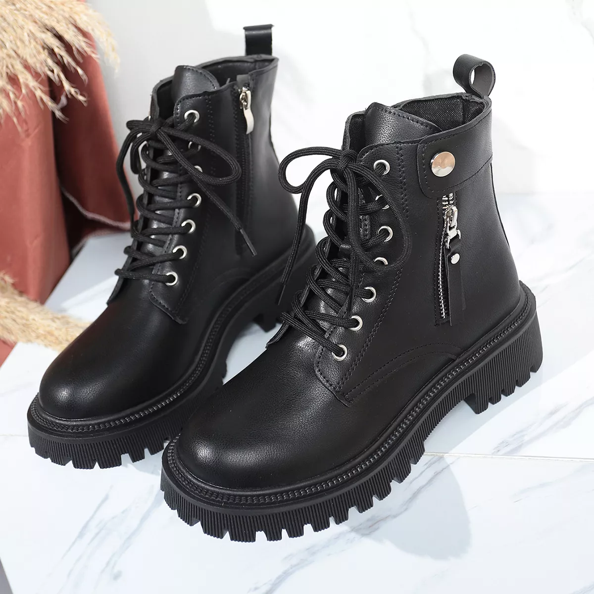 Round Toe Block Heels Boots - Image 5