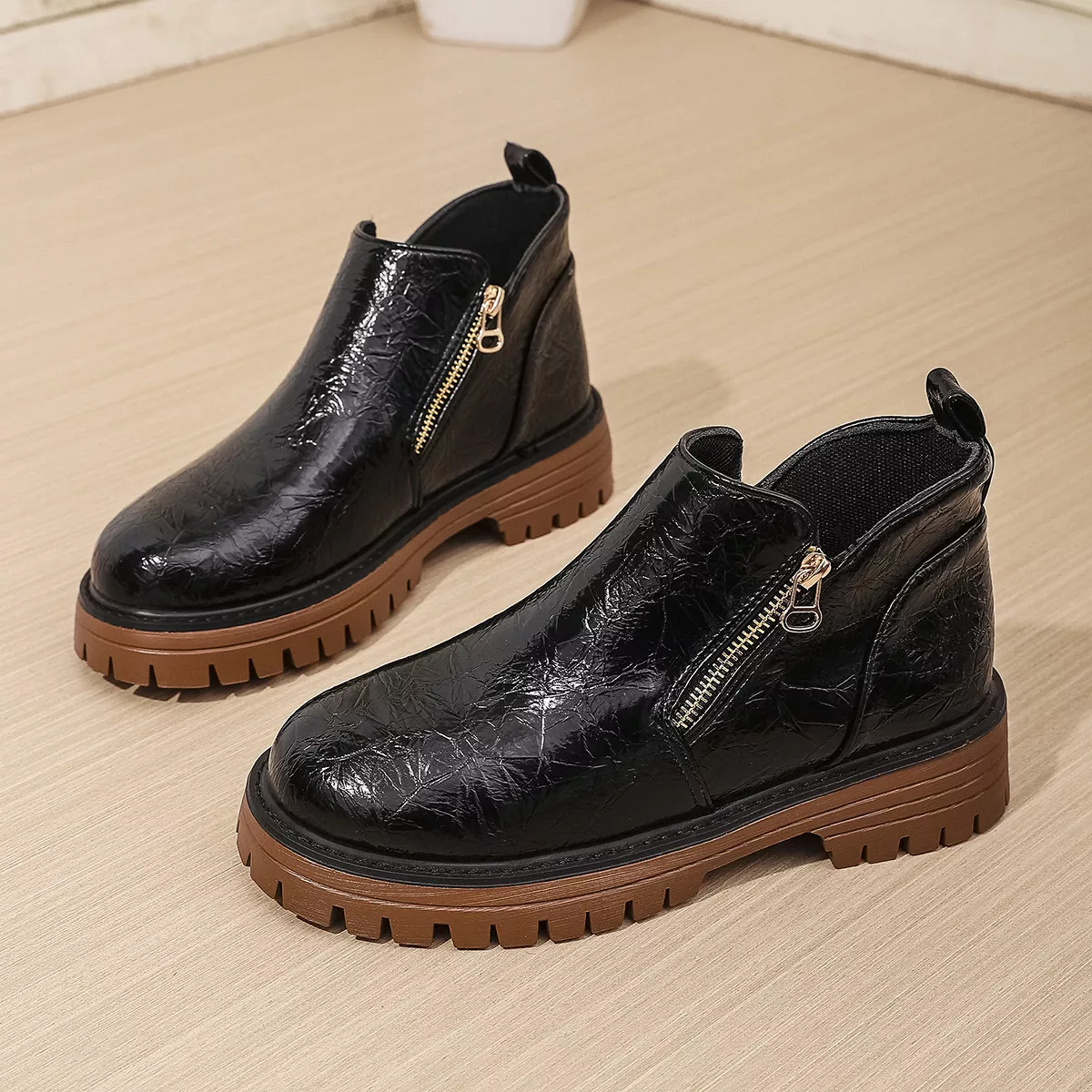 Round Toe Block Heels Boots - Image 6