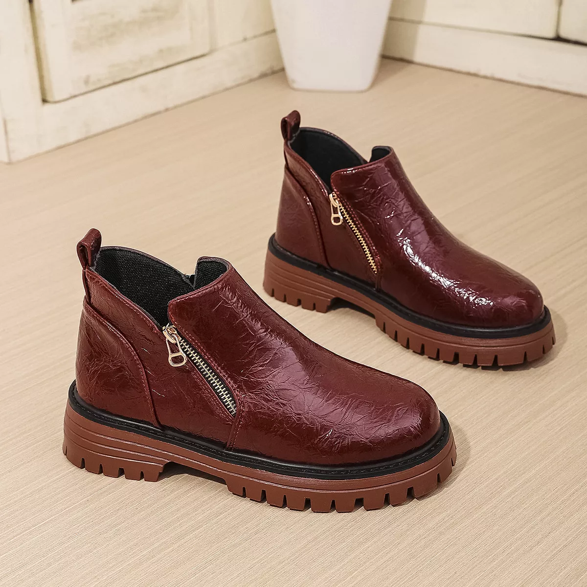 Round Toe Block Heels Boots - Image 9