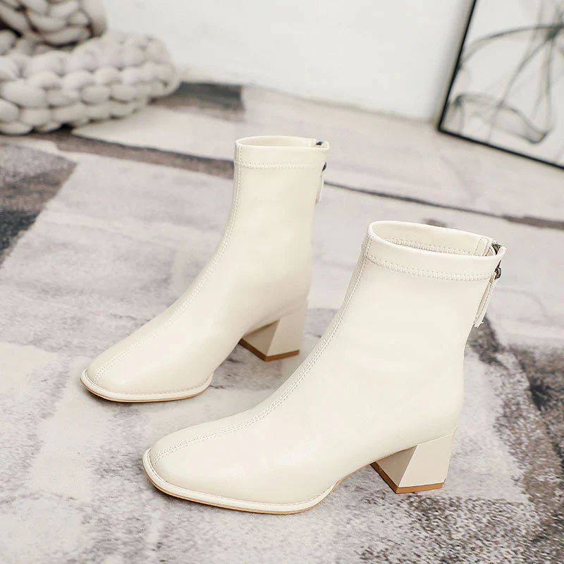 Round Toe Block Heels Boots - Image 8