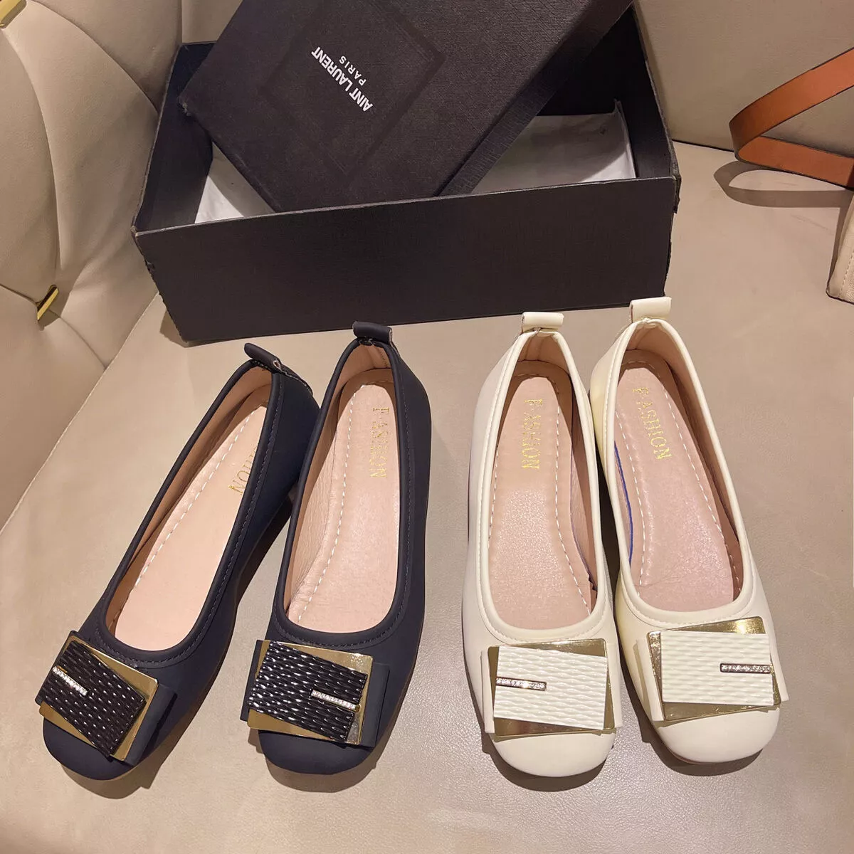 Round Toe Block Heels Slip-Ons - Image 3
