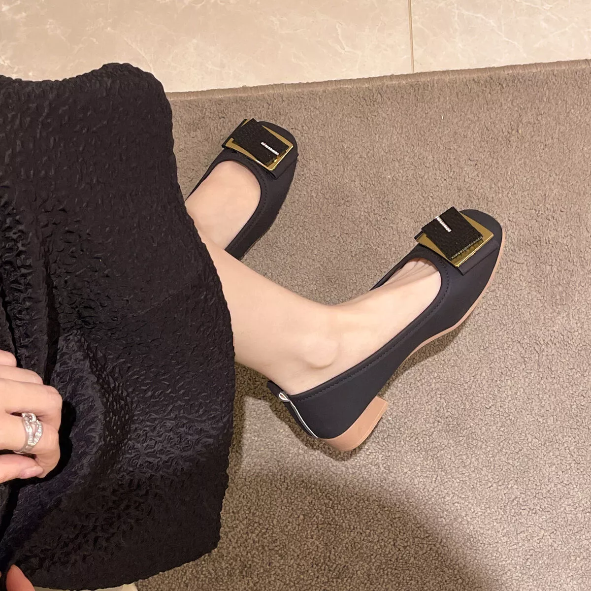 Round Toe Block Heels Slip-Ons - Image 7