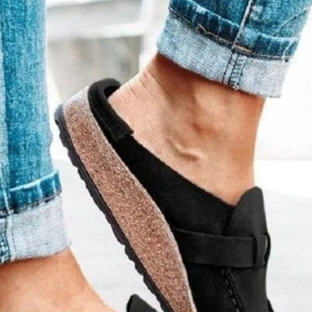 Round Toe Low Heel Buckle Loafers - Image 6