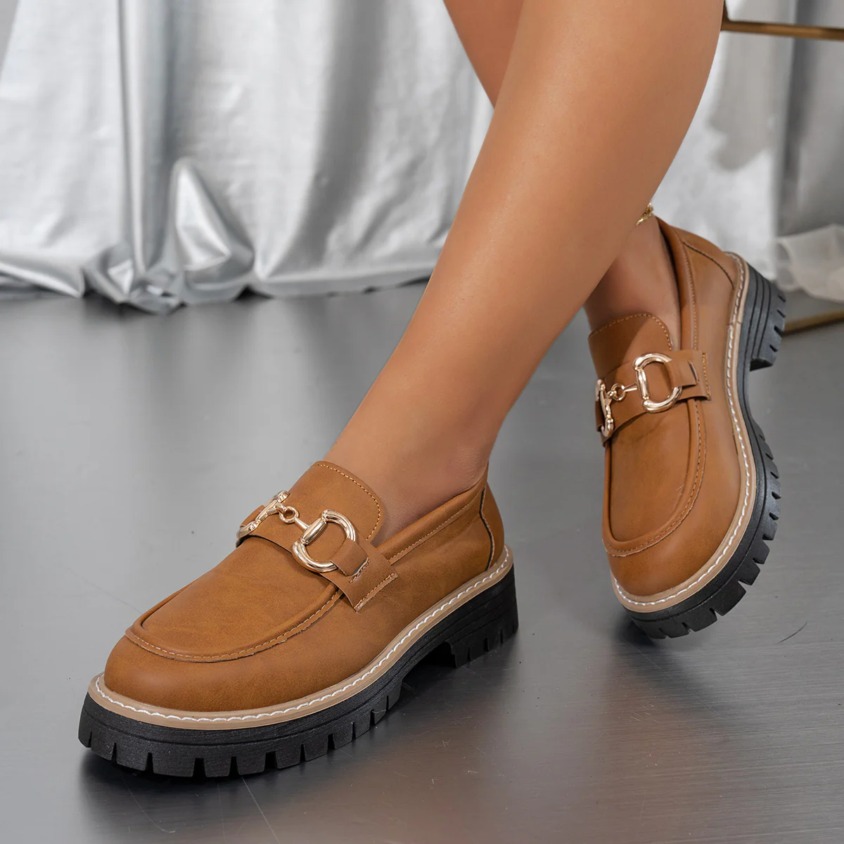 Round Toe Platform Loafers - Image 3