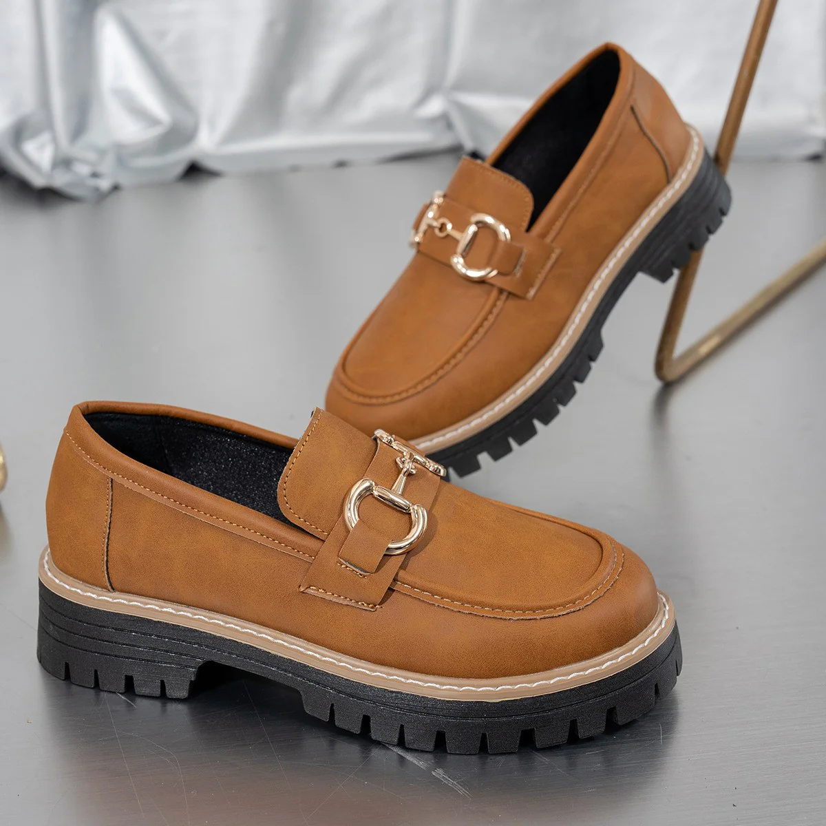 Round Toe Platform Loafers - Image 4