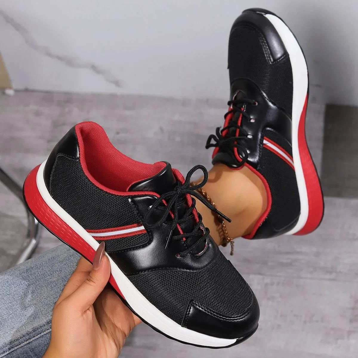 Round Toe Platform Sneakers - Image 3
